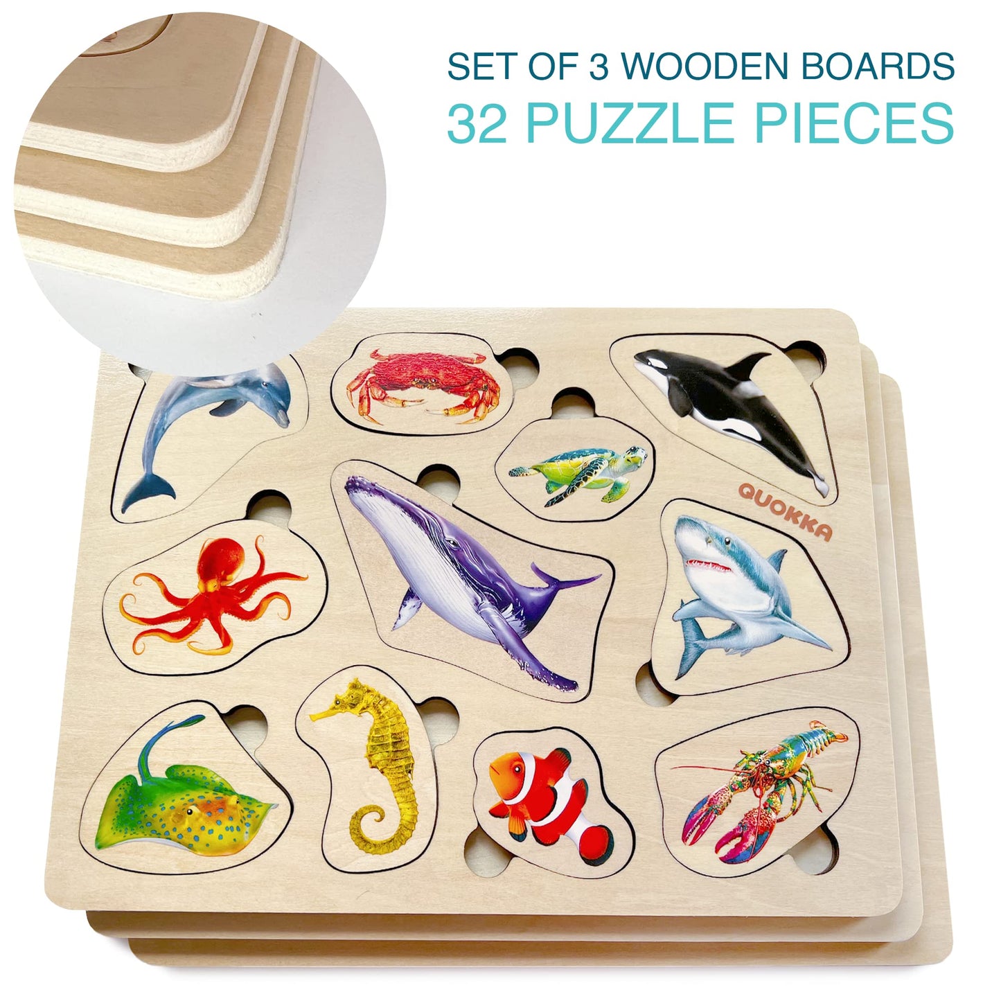 Wooden Puzzles for Toddlers 1-3 - Montessori Kid Puzzles Ages 2-4