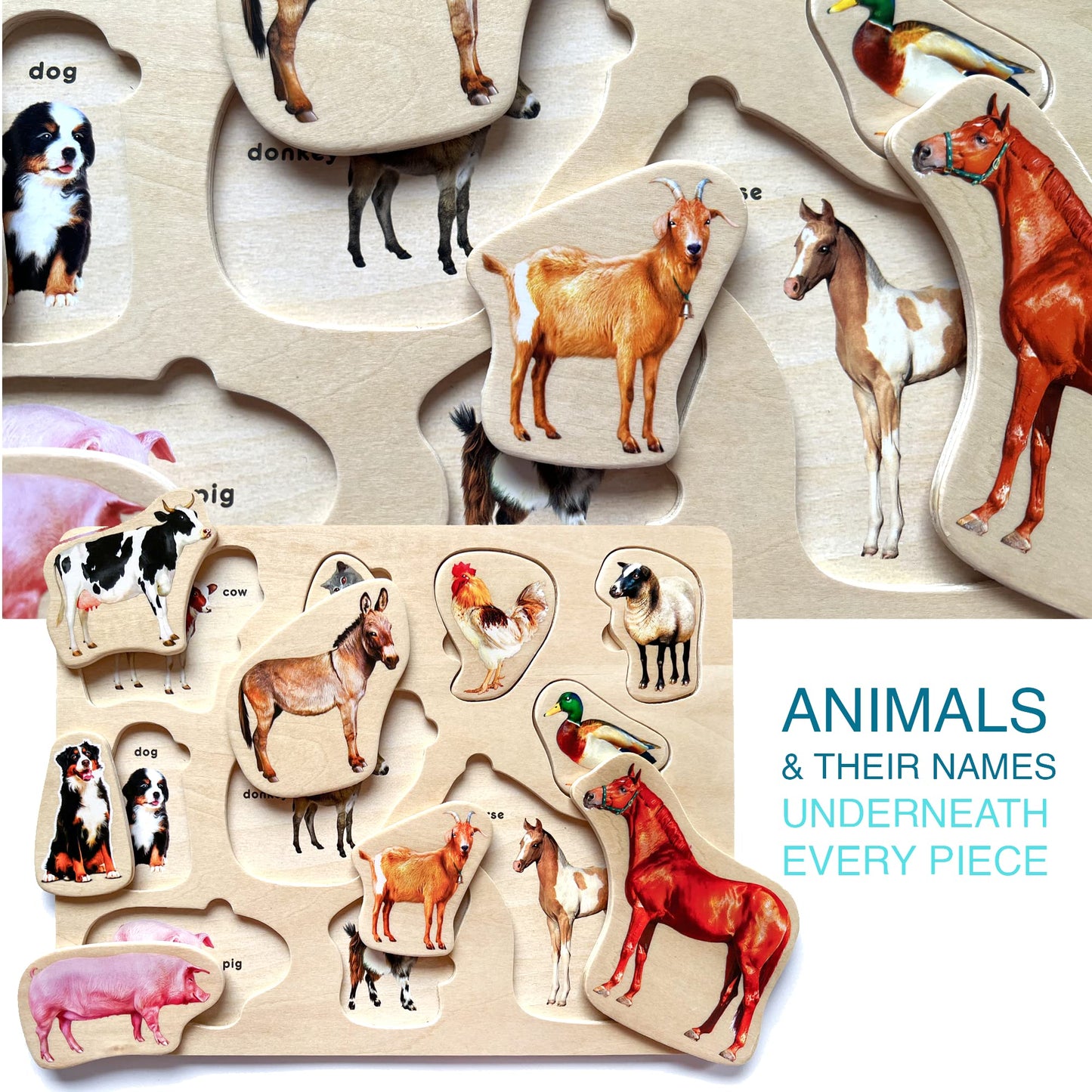 Wooden Puzzles for Toddlers 1-3 - Montessori Kid Puzzles Ages 2-4