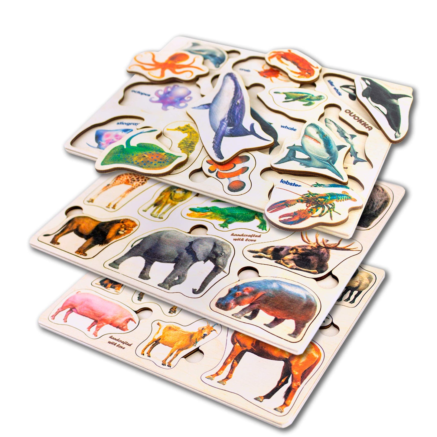 Wooden Puzzles for Toddlers 1-3 - Montessori Kid Puzzles Ages 2-4