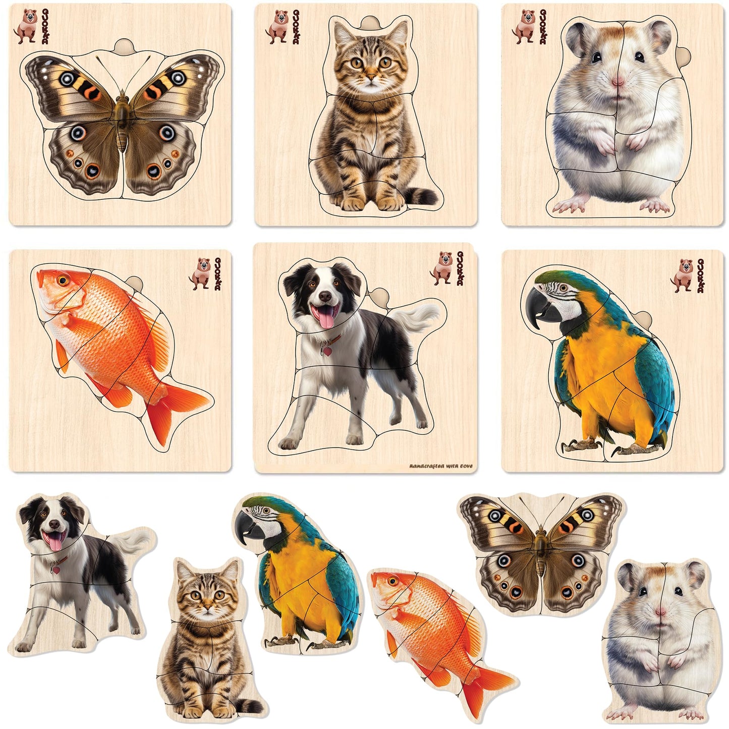Wooden Puzzles for Toddlers 1-3 - Montessori Kid Puzzles Ages 2-4